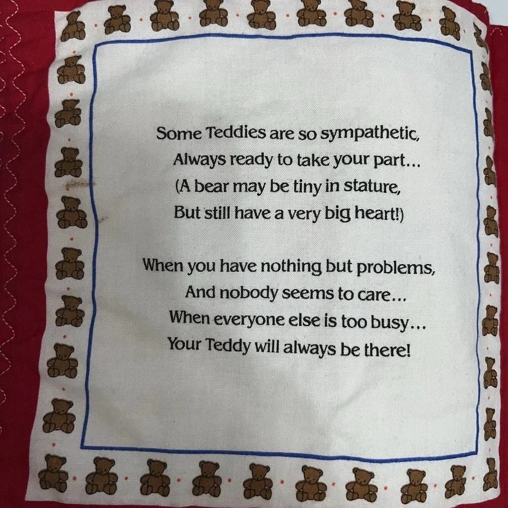 Vintage Cranston Teddy Bear Cloth Book B Is For Bears Handmade Fabric Book 9 X 9